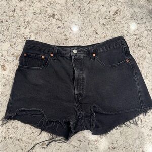 Levi’s 501 dark wash denim shorts button fly